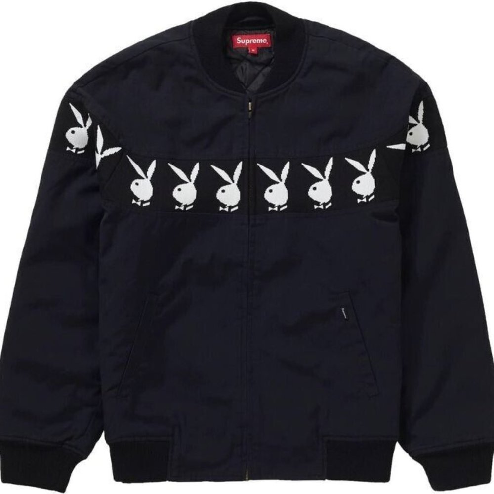 NEW Supreme PlayBoy Crew Jacket Black Mens Medium Rare Collector's Item